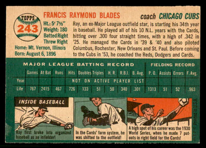 1954 Topps Baseball #243 Ray Blades Cubs EX-MT 557203