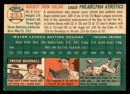 1954 Topps Baseball #233 Augie Galan A's EX-MT 557207