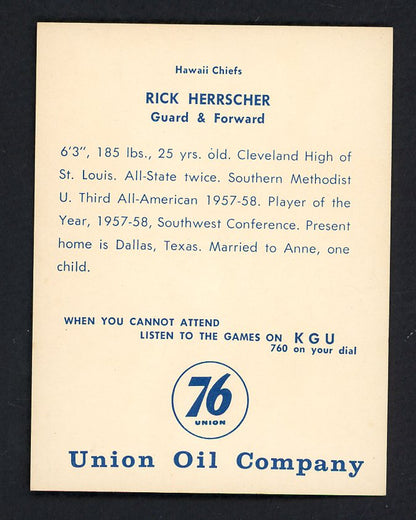 1961 Union Oil Rick Herrscher Hawaii Chiefs NR-MT 557255