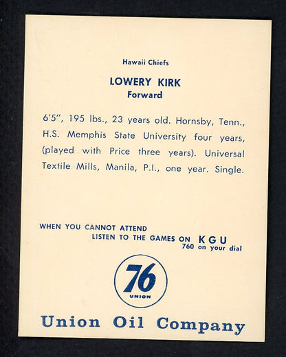 1961 Union Oil Lowrey Kirk Hawaii Chiefs NR-MT 557256