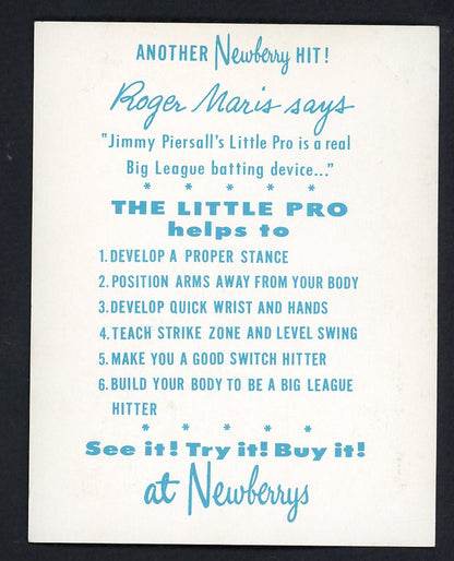 1961 Little Pro Ad Card Jimmy Piersall Roger Maris EX-MT 557263