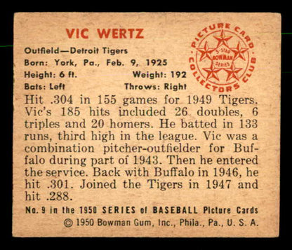 1950 Bowman Baseball #009 Vic Wertz Tigers EX-MT 557270