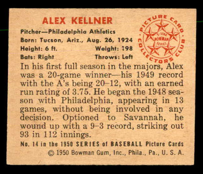 1950 Bowman Baseball #014 Alex Kellner A's EX-MT 557271