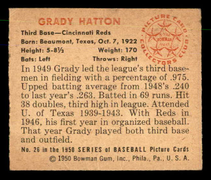 1950 Bowman Baseball #026 Grady Hatton Reds EX-MT 557274