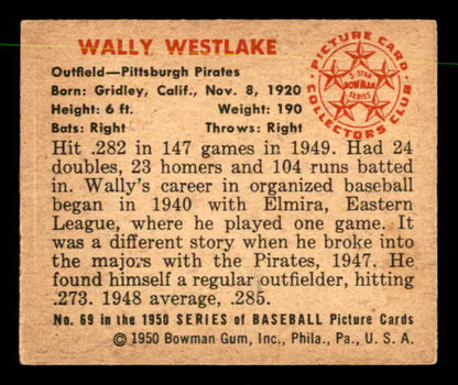 1950 Bowman Baseball #069 Wally Westlake Pirates EX-MT 557298