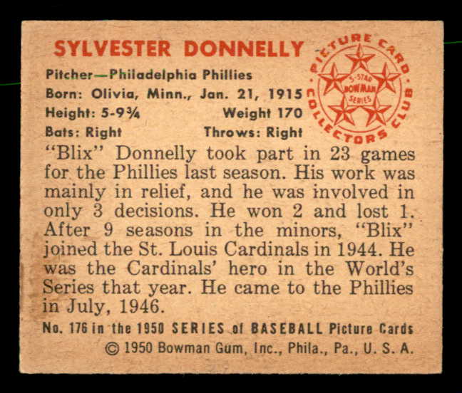 1950 Bowman Baseball #176 Blix Donnelly Phillies EX-MT 557333