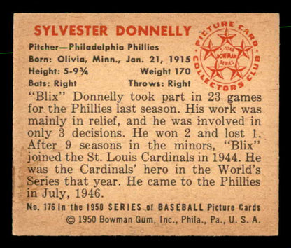 1950 Bowman Baseball #176 Blix Donnelly Phillies EX-MT 557333