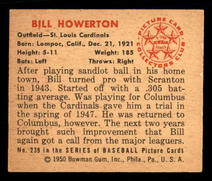 1950 Bowman Baseball #239 Bill Howerton Cardinals EX-MT 557373