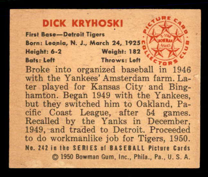 1950 Bowman Baseball #242 Dick Kryhoski Tigers EX-MT 557374