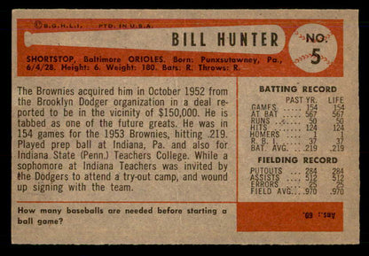 1954 Bowman Baseball #005 Billy Hunter Orioles EX-MT 557384