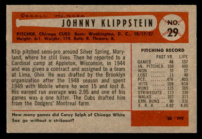 1954 Bowman Baseball #029 Johnny Klippstein Cubs EX-MT 557402