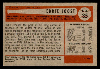 1954 Bowman Baseball #035 Eddie Joost A's EX-MT 557405