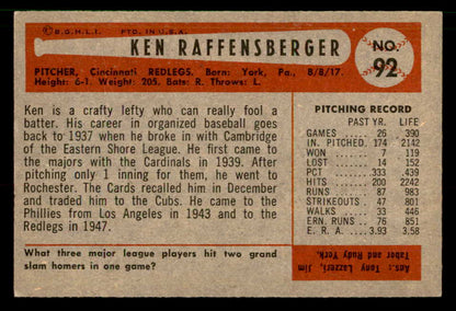 1954 Bowman Baseball #092 Ken Raffensberger Reds EX-MT 557442