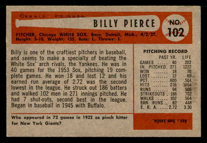 1954 Bowman Baseball #102 Billy Pierce White Sox EX-MT 557446