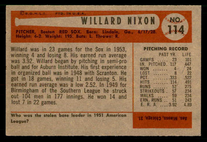 1954 Bowman Baseball #114 Willard Nixon Red Sox EX-MT 557455