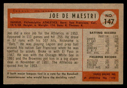 1954 Bowman Baseball #147 Joe Demaestri A's EX-MT 557478