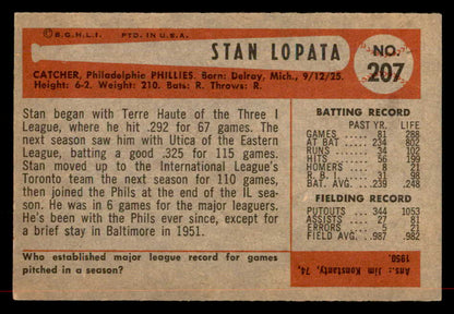 1954 Bowman Baseball #207 Stan Lopata Phillies EX-MT 557524