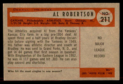 1954 Bowman Baseball #211 Jim Robertson A's EX-MT 557528