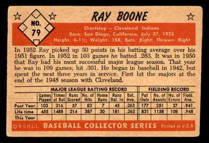 1953 Bowman Color Baseball #079 Ray Boone Indians VG 557543