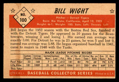 1953 Bowman Color Baseball #100 Bill Wight Tigers EX+/EX-MT 557546