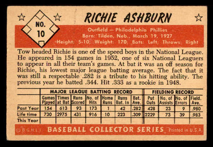 1953 Bowman Color Baseball #010 Richie Ashburn Phillies VG-EX 557551