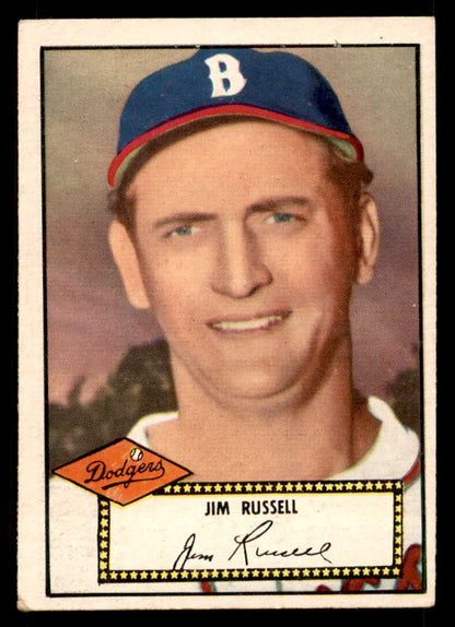 1952 Topps Baseball #051 Jim Russell Dodgers VG-EX Black 557580