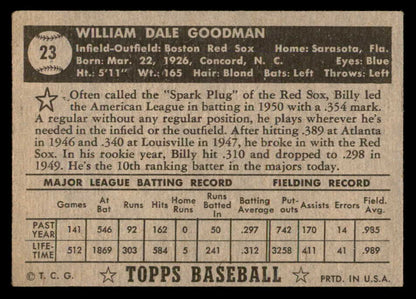 1952 Topps Baseball #023 Billy Goodman Red Sox VG-EX Black 557604