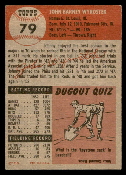 1953 Topps Baseball #079 Johnny Wyrostek Phillies EX-MT 557634