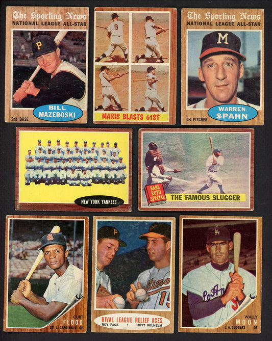 1962 Topps Set Lot 120 Diff VG/VG-EX Maris Spahn Mazeroski 557680