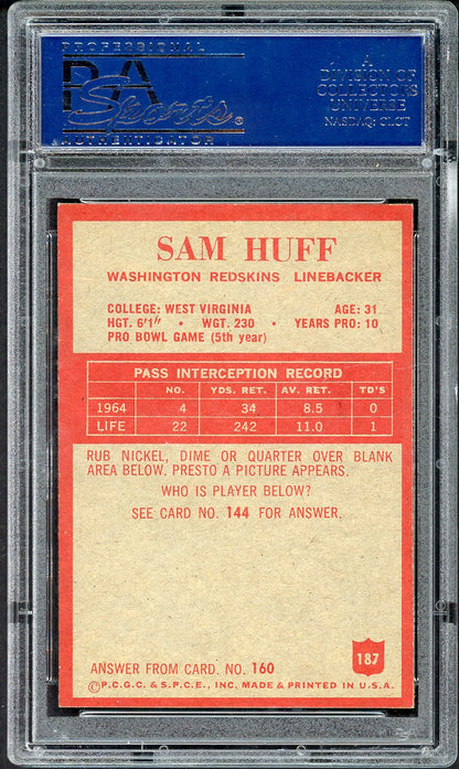 1965 Philadelphia #187 Sam Huff Washington PSA 8 NM/MT 557774