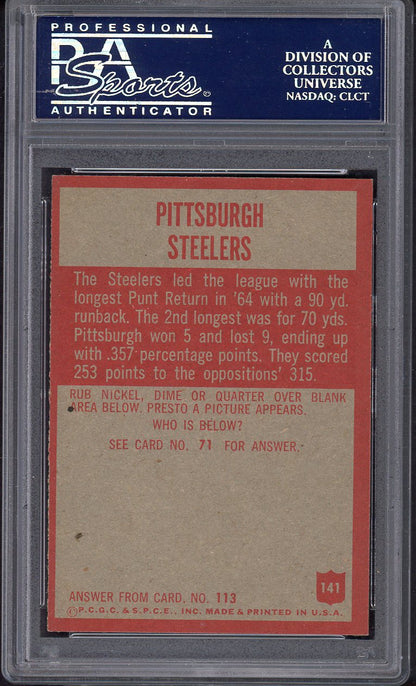 1965 Philadelphia #141 Pittsburgh Steelers Team PSA 8 NM/MT 557777