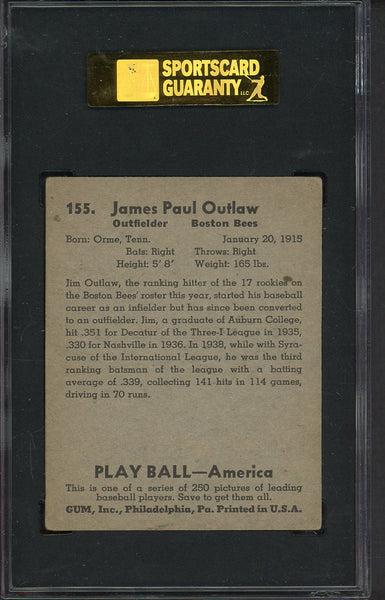 1939 Play Ball #155 Jim Outlaw Braves SGC 5 EX 557782
