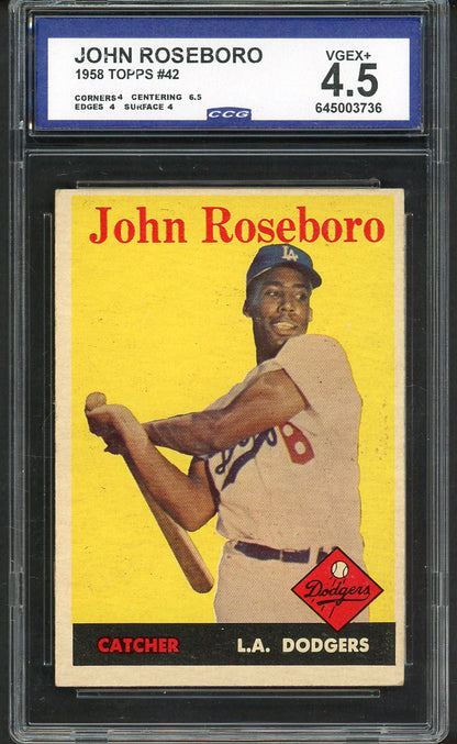 1958 Topps # 42 John Roseboro Dodgers CCG 4.5 VG-EX+ 557786