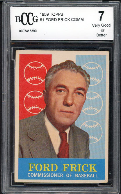 1959 Topps #  1 Ford Frick Commissioner BCCG 7 557787