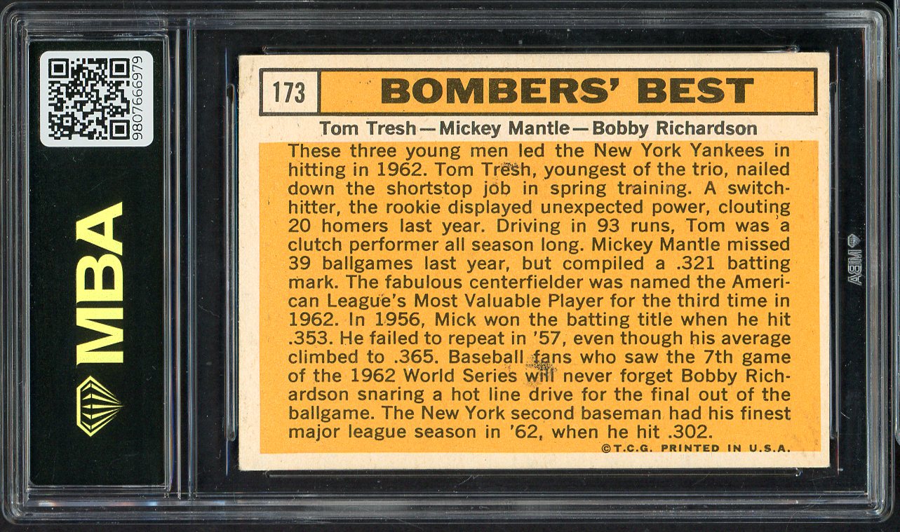 1963 Topps #173 Mickey Mantle Bobby Richardson MBA 5 EX 557788