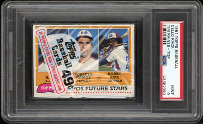1981 Topps Cello Pack Tim Raines Expos Top PSA 9 MINT 557794
