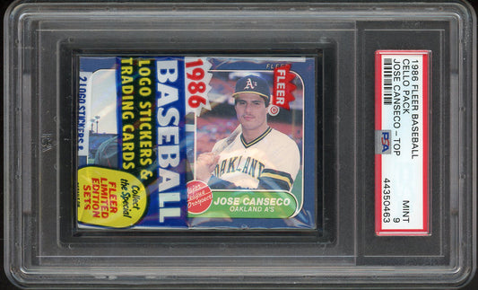 1986 Fleer Cello Pack Jose Canseco A's Top PSA 9 MINT 557796
