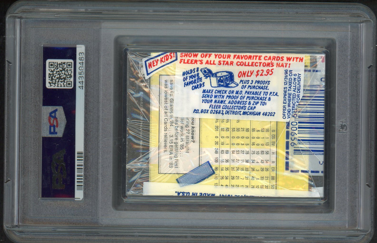 1986 Fleer Cello Pack Jose Canseco A's Top PSA 9 MINT 557796