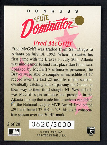 1993 Donruss Elite Dominator #002 Fred McGriff Braves 557797