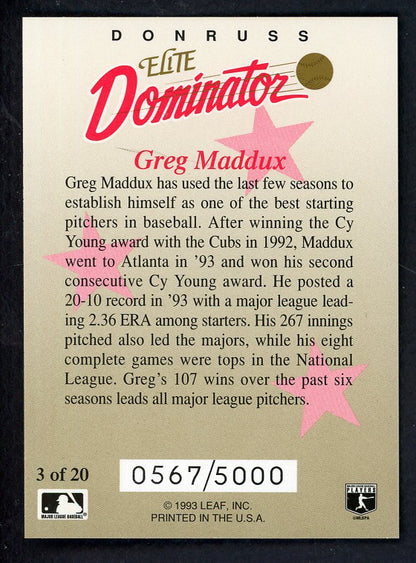 1993 Donruss Elite Dominator #003 Greg Maddux Braves 557803