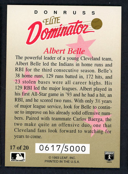 1993 Donruss Elite Dominator #017 Albert Belle Indians 557822