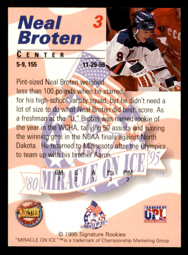 1995 Signature Rookies Miracle on Ice #003 Neal Broten Autograph 557928