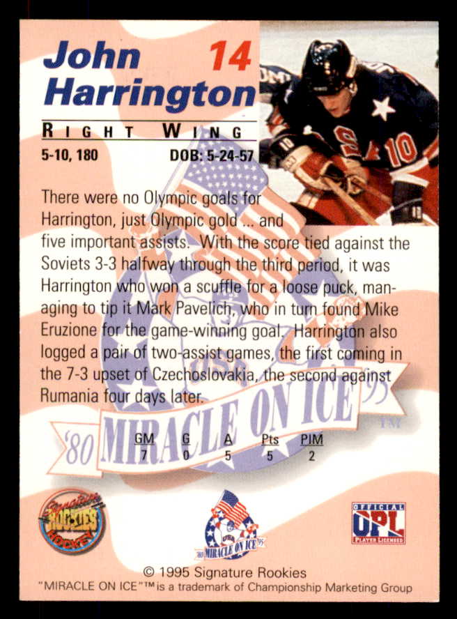 1995 Signature Rookies Miracle on Ice #014 John Harrington Autograph 557950