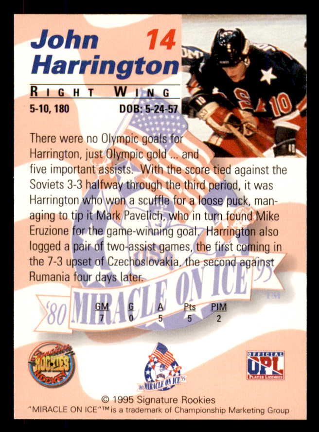 1995 Signature Rookies Miracle on Ice #014 John Harrington Autograph 557952