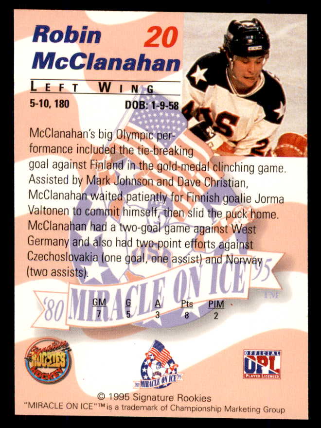 1995 Signature Rookies Miracle on Ice #020 Rob McClanahan Autograph 557958