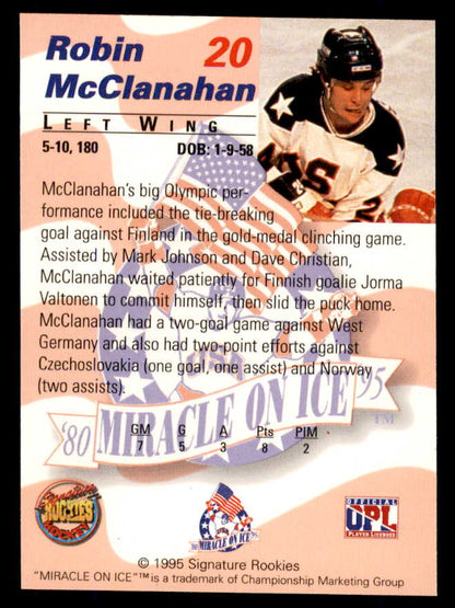 1995 Signature Rookies Miracle on Ice #020 Rob McClanahan Autograph 557958