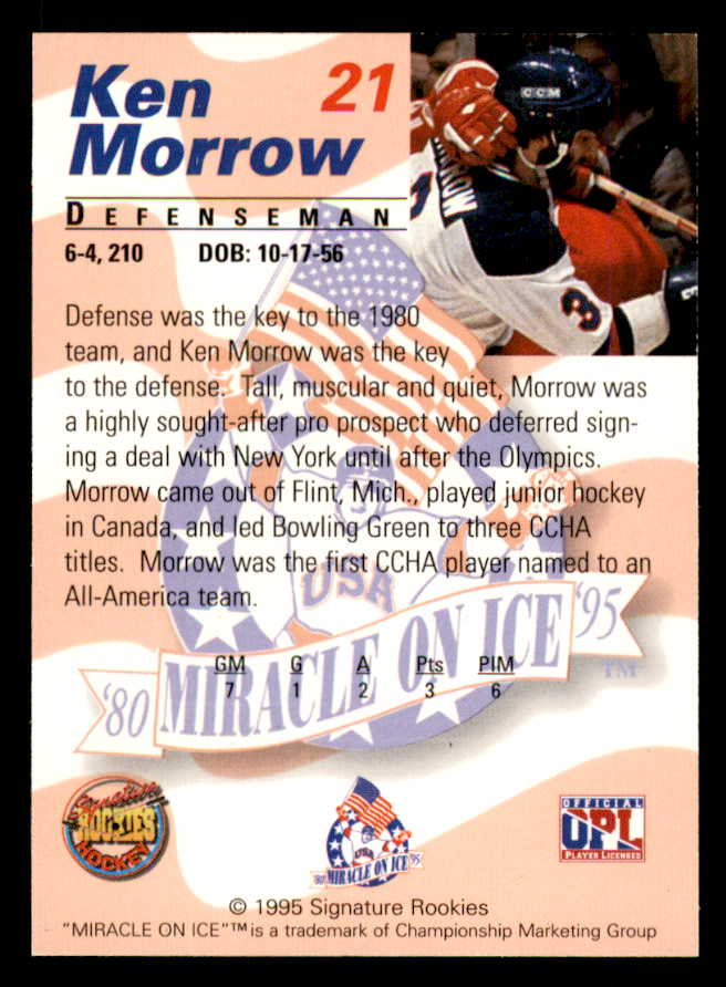 1995 Signature Rookies Miracle on Ice #021 Ken Morrow Autograph 557962