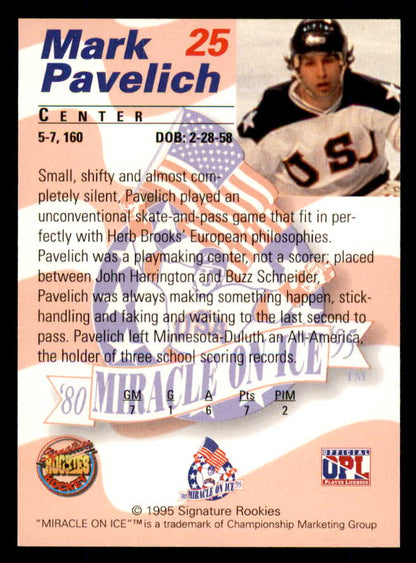 1995 Signature Rookies Miracle on Ice #025 Mark Pavelich Autograph 557967