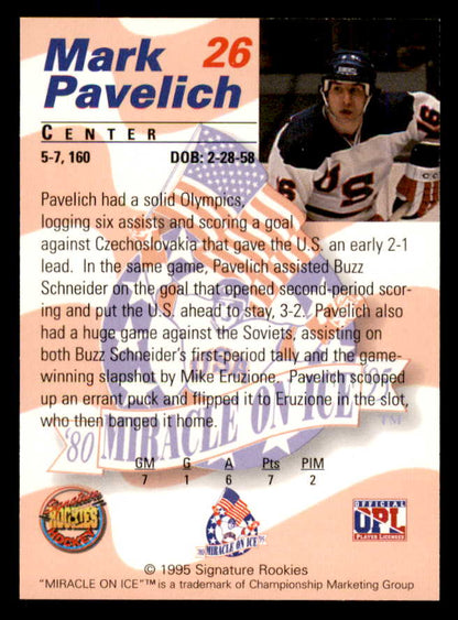1995 Signature Rookies Miracle on Ice #026 Mark Pavelich Autograph 557970