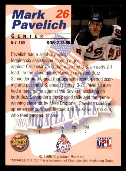 1995 Signature Rookies Miracle on Ice #026 Mark Pavelich Autograph 557971